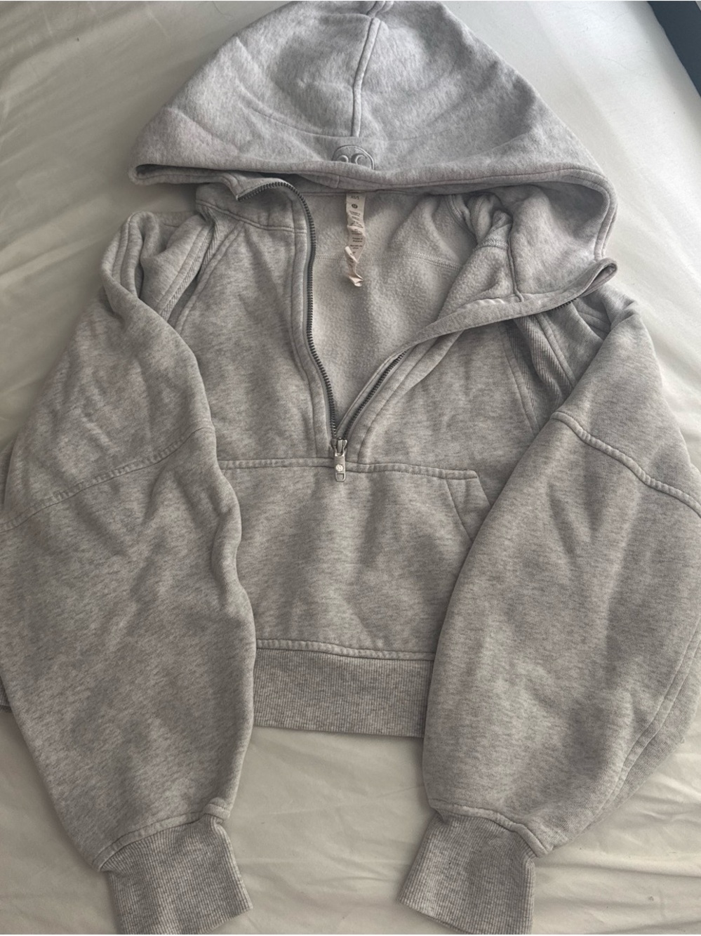lululemon athletica Light Gray Half-Zip Hooded Sweatshirt